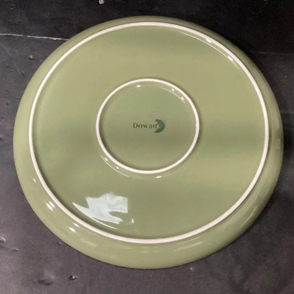 Dowan‎ Cream Dinner Plates, Set of 2, Green Underside, Replacement Dinnerware